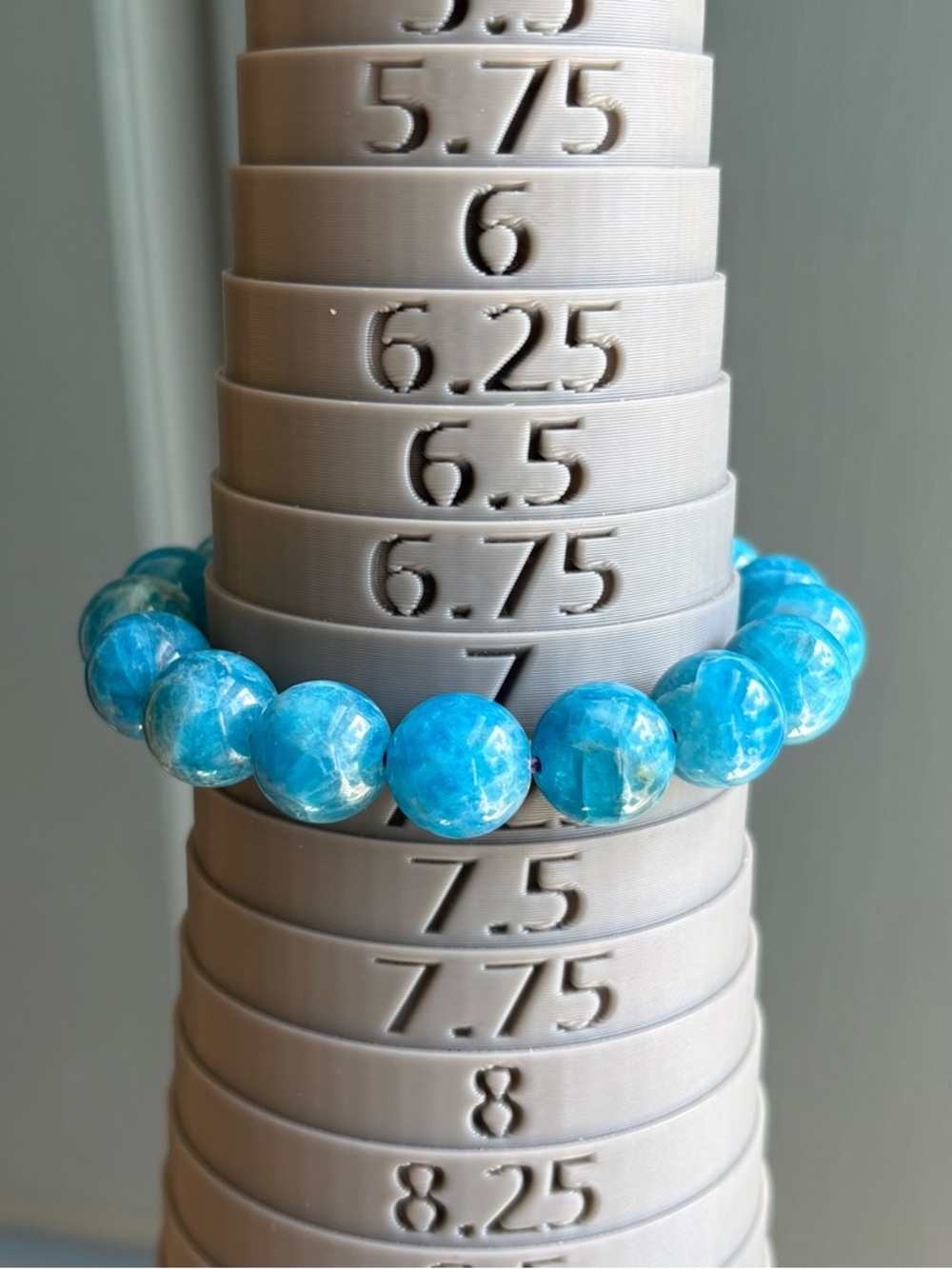 Blue Apatite Crystal Bracelet 12.7mm - Picture 6 of 10